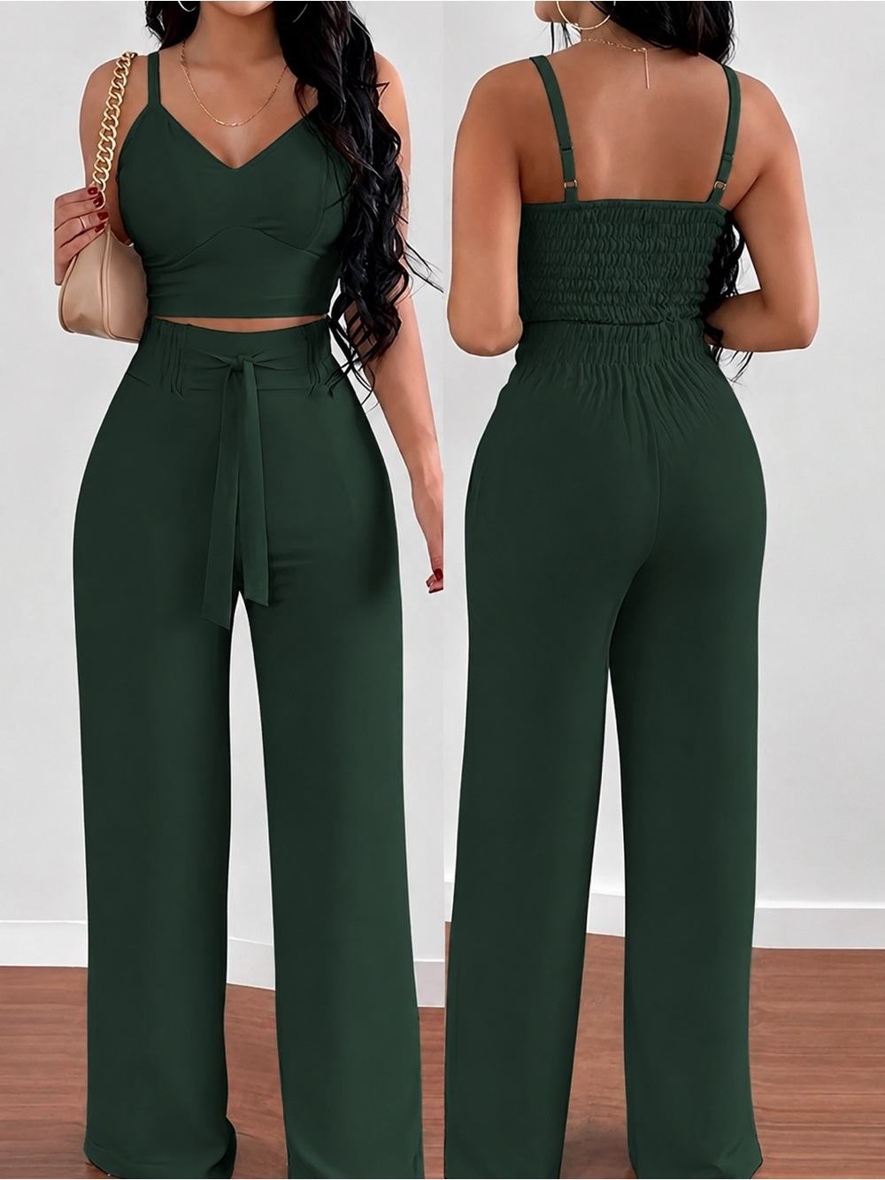 Dark Green Two-Piece Pant Set – Size XXL